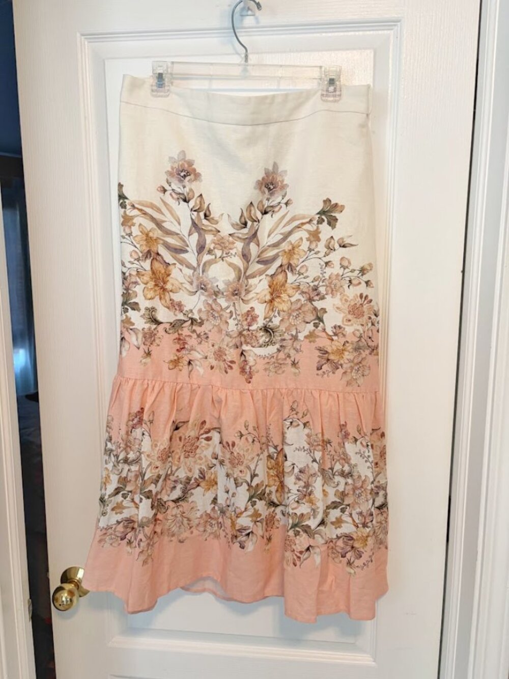 House of Harlow 1960 NWT Floral Print Linen Blend Tiered Midi Lined Skirt